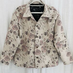 Massive Luxury Edition Cream & Pink Floral Tapestry Lightweight Jacket - Medium